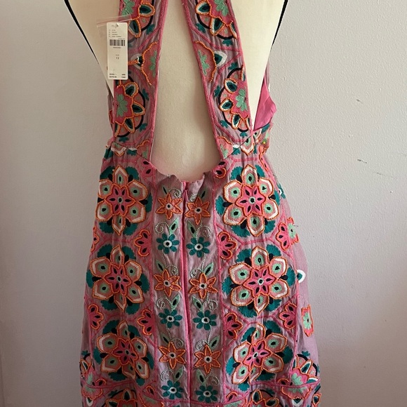 ANTHROPOLOGIE EMBROIDERY & APPLIQUED SHIFT DRESS SIZE 12 PINK ORANGE - Picture 11 of 16